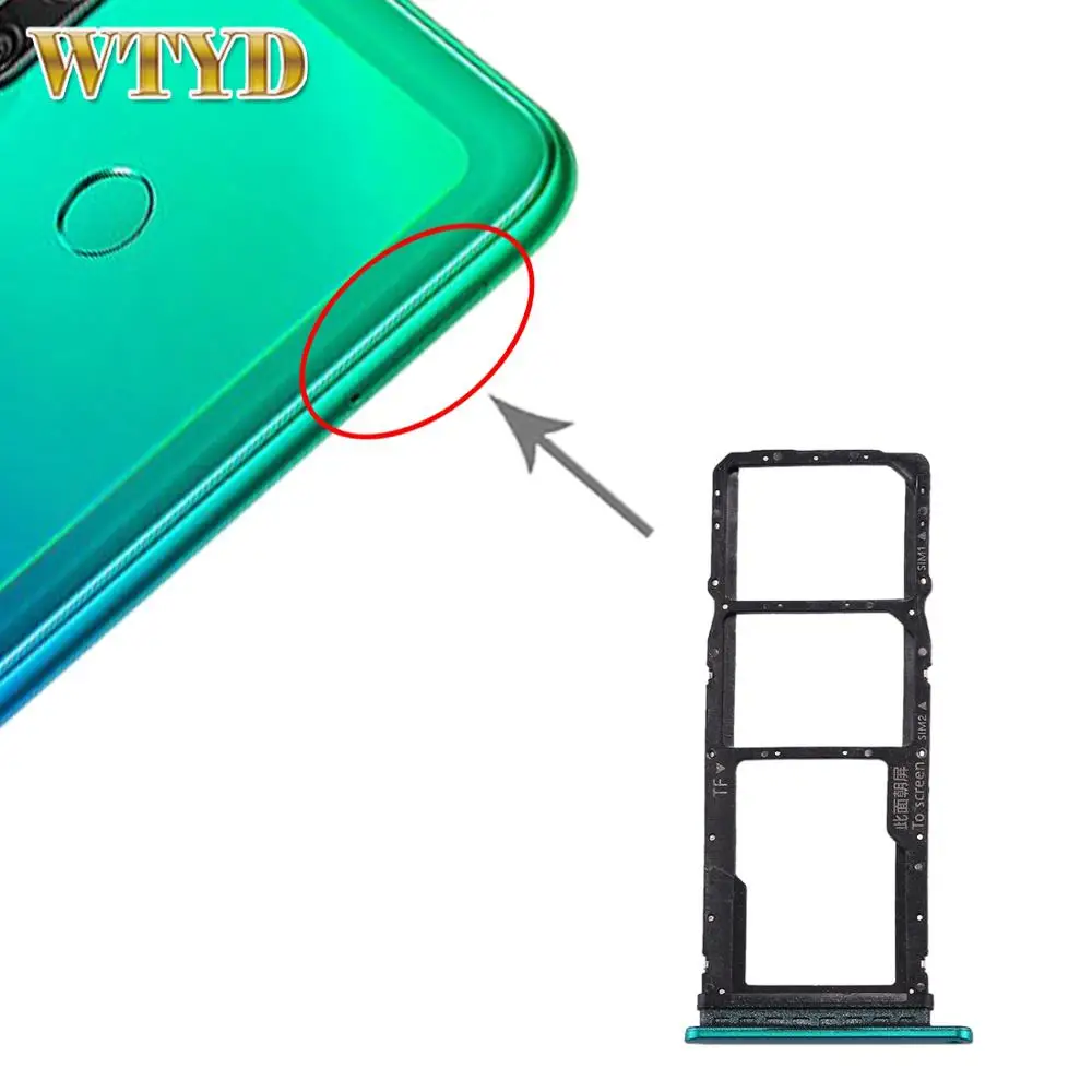 SIM Card Tray + SIM Card Tray + Micro SD Card Tray for Huawei P40 Lite E / Enjoy 10 Smartphone Card Slot Tray Holder Replacement