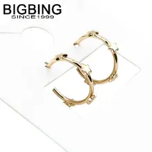 V255 BIGBING ювелирные изделия Модные золотые звезды круглые маленькие серьги-гвоздики модные серьги-гвоздики s Модные женские серьги ювелирные изделия