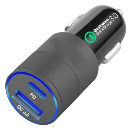 Автомобильное зарядное устройство быстрой зарядки Qc3.0 автомобильное зарядное устройство 2.4A двойное USB Автомобильное зарядное устройство безопасности автомобильное зарядное устройство металлический сплав алюминия