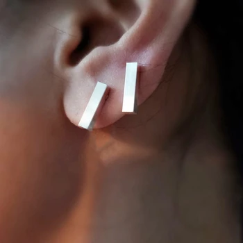 

Stainless Steel Square Long Bar Earrings Geometric Cuboid Stud Earrings For Men Women Rose Gold Color oorbellen Fashion Jewelry