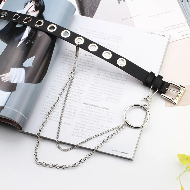 Grommet Chain Belt VisioN Shop】Ladies Harajuku Designer Belts