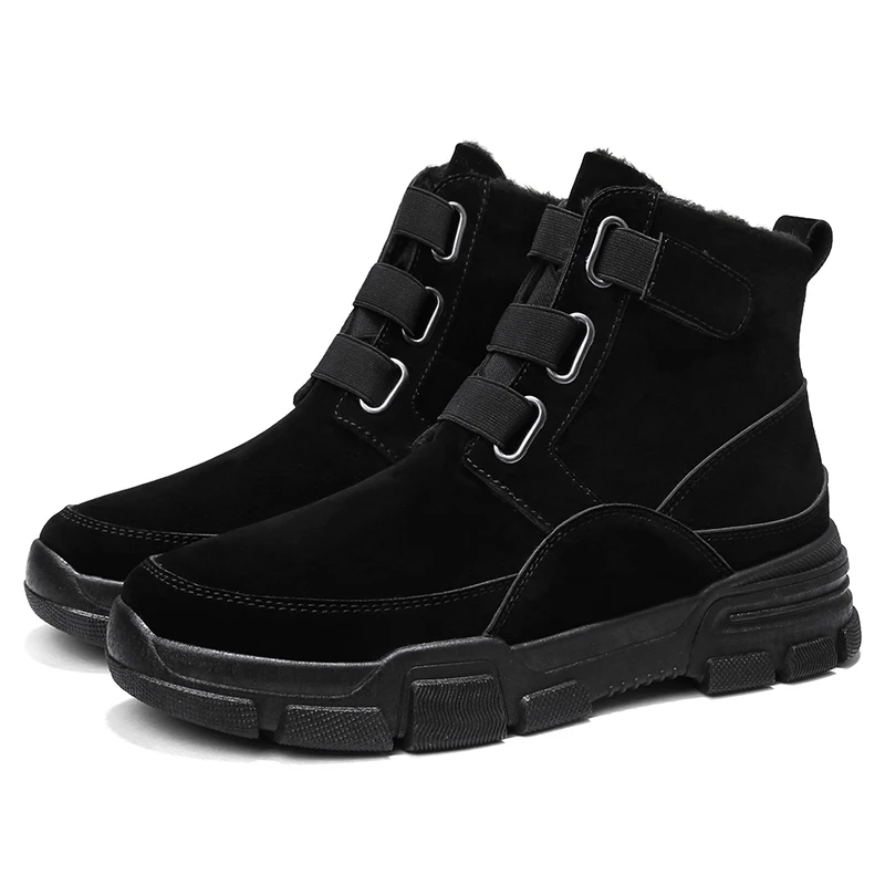 Зимние ботинки мужская зимняя повседневная обувь ботильоны мужские ботинки на шнуровке, мужская обувь на платформе высокого качества botas hombre, Лидер продаж - Цвет: Черный