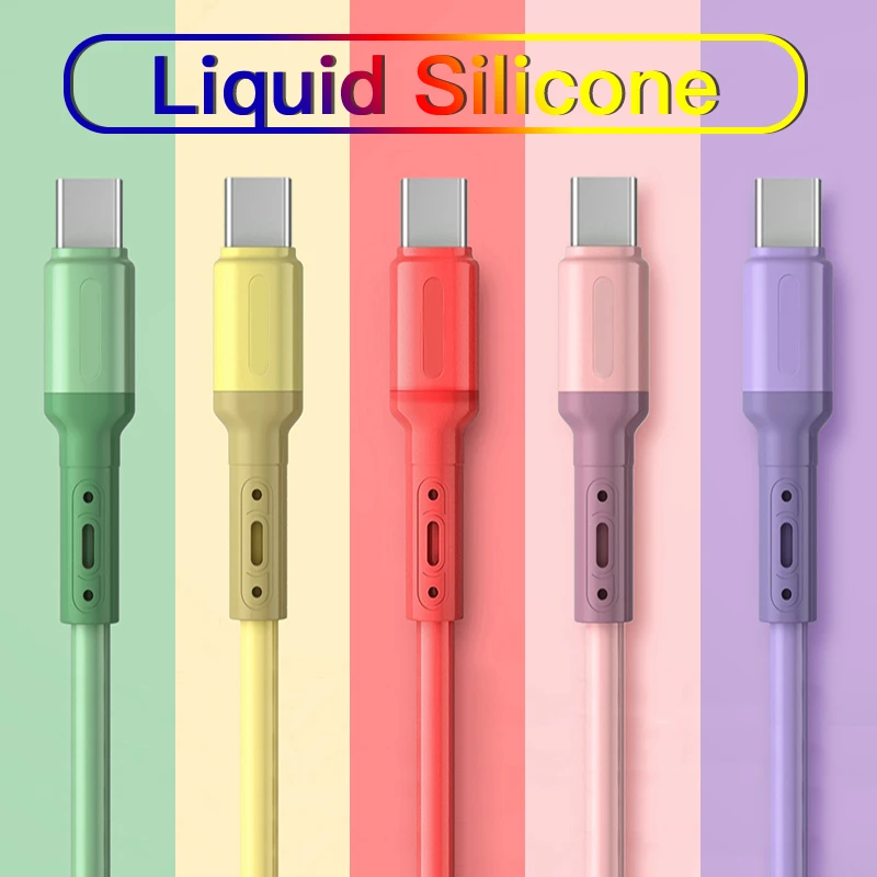 usb phone charger USB Type C Cable For Samsung S20 Liquid Silicone Data Cable USB C 3A Fast Charging For Huawei P40 Pro Xiaomi USB C Charger Wire iphone fast charger cable