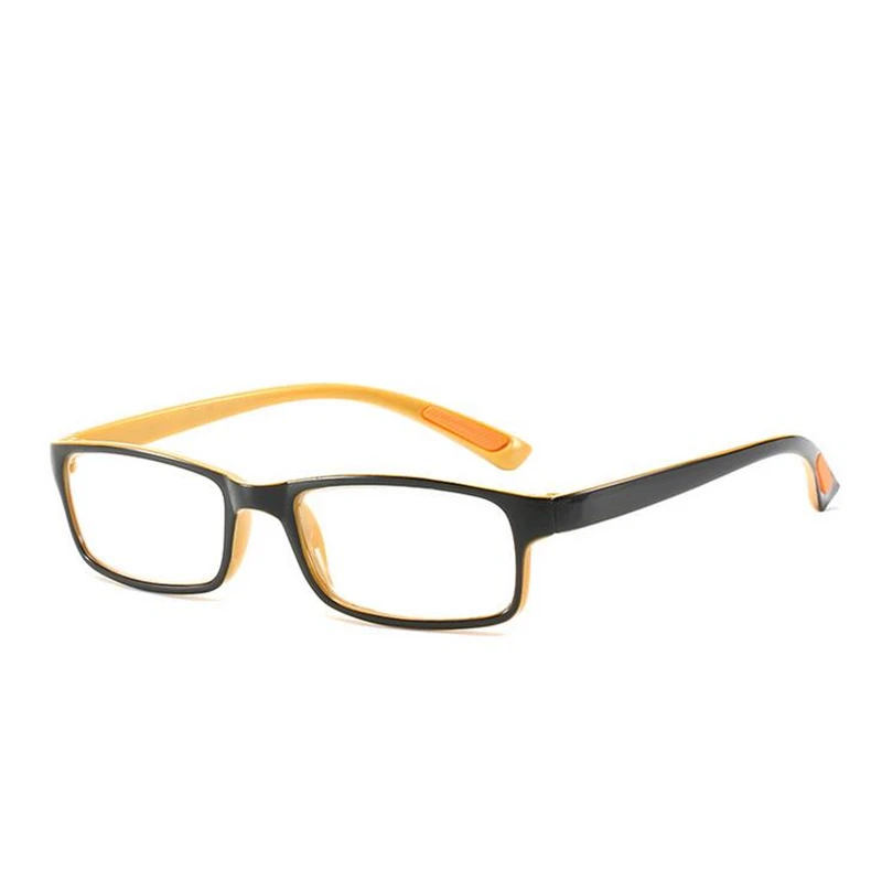 GSBJXZ квадратные студенческие готовые очки для близорукости для женщин и мужчин ультра-легкие TR90 близорукие очки по рецепту черно-красные-0,5-1,0-1,5 до-6,0 - Цвет оправы: Black-Yellow