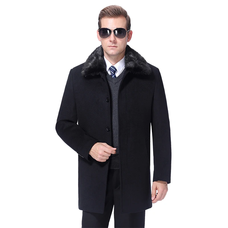 2020 Men Wool Coat Winter Woolen Coat Cashmere Long Coats Wool Blend Jacket Autumn Men Overcoat Fur Collar Detachable Fur Lining 2020 Men Wool Coat Winter Woolen Coat Cashmere Long Coats Wool Blend Jacket Autumn Men Overcoat Fur Collar Detachable Fur Lining