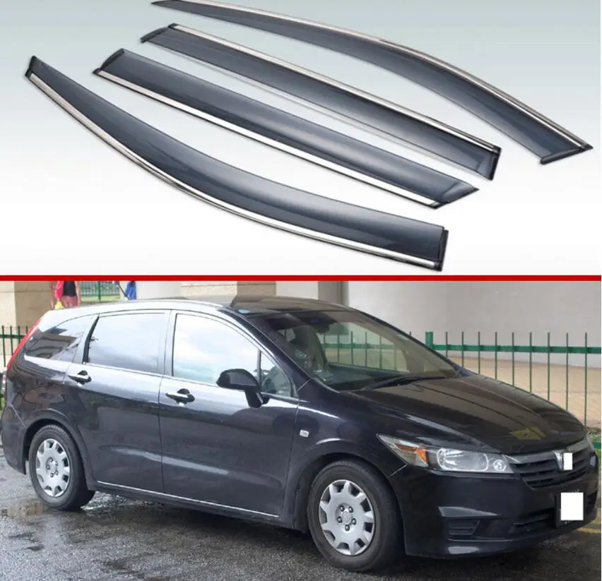 Для Honda поток 2000-2014 Пластик внешний козырек Vent Оттенки окна Защита от солнца Дождь