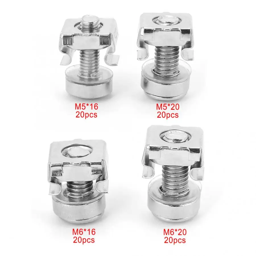 

20Pcs/set M5 M6 Network Cabinet Rack Screws & Cage Nuts Assortment Kit wood insert nut