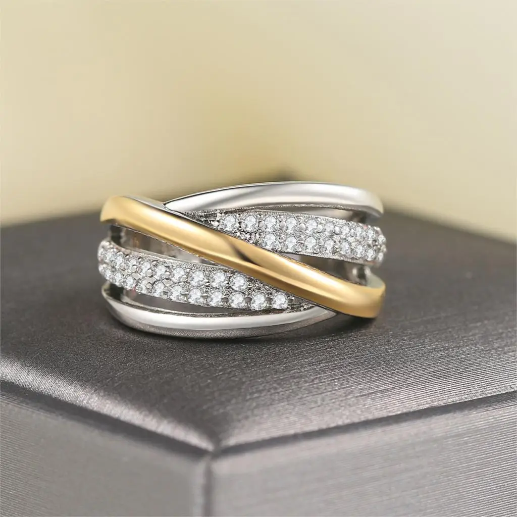 

ZHOUYANG Rings For Women & Men New Design Two color Plating White Yellow Gold Color Fashion Jewelry Gift For Lover R846