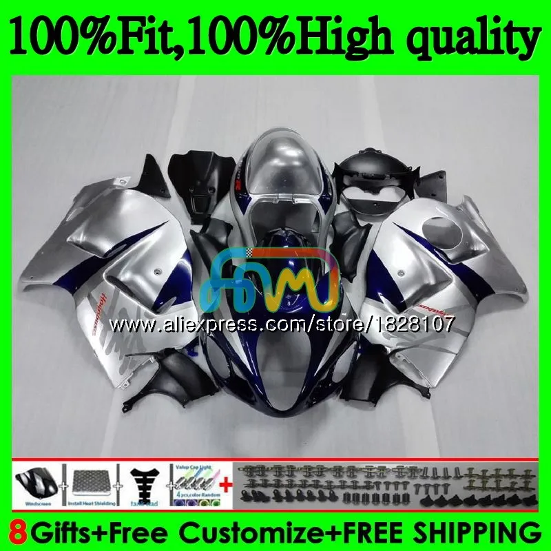 Инъекции для SUZUKI Hayabusa GSXR 1300 GSXR-1300 57BS. 228 GSXR1300 08 13 14 15 синий серебристый 16 2008 2013 обтекатель
