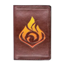 

Genshin Impact Fire Symbol Passport Cover Men Women Leather Slim ID Card Travel Holder Pocket Wallet Purse Money Case