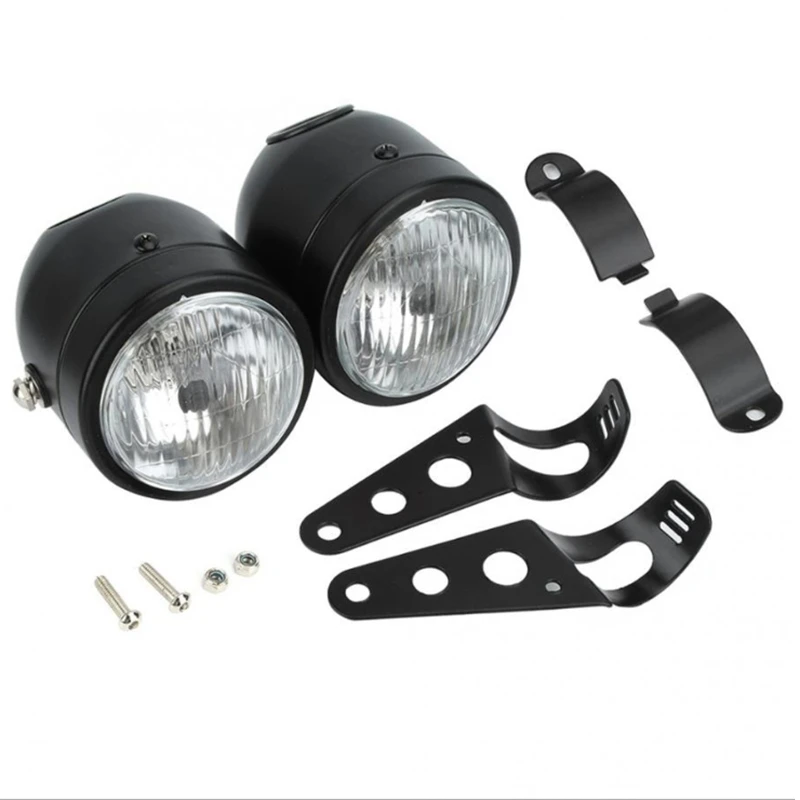 Universal Motorcycle Twin Front Headlight Lamp with Bracket for Street Boy Dual Sport Dirt Bikes Fighter | Автомобили и мотоциклы