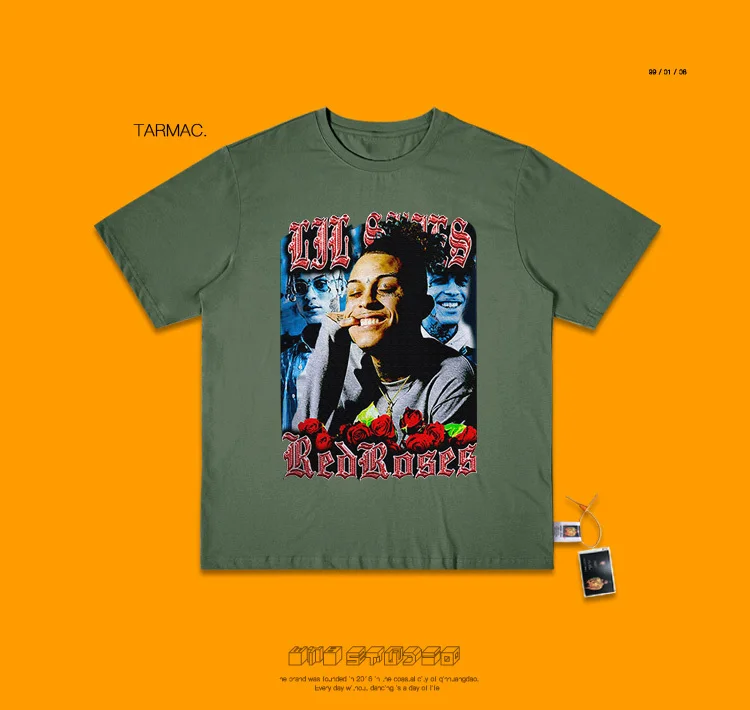 Хип-хоп рэп хип-хоп певец Lil Skies плакат красивый волна Ins короткий рукав Футболка для мужчин и женщин