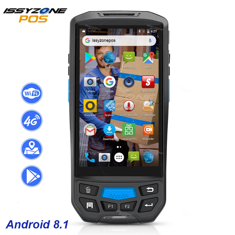 

ISSYZONEPOS Handheld PDA Android 8.1 POS Terminal 4G WiFi Bluetooth Barcode Reader 1D 2D QR Barcode Scanner NFC Data Collector
