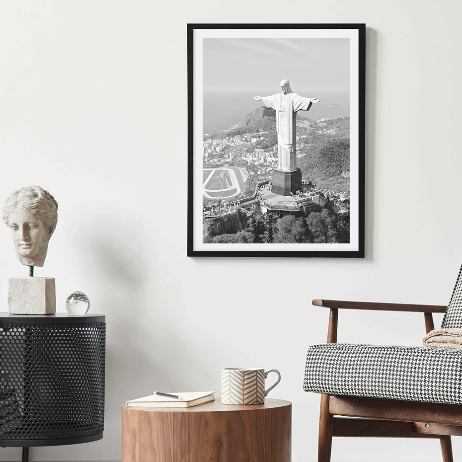 Waliicorners Wall Art Canvas Paintings Home Decor Black White Brazil Sao Paulo Map City Scene Christ Statue Poster 10 H84c63100551c4d7c96ce7d89f1a045027