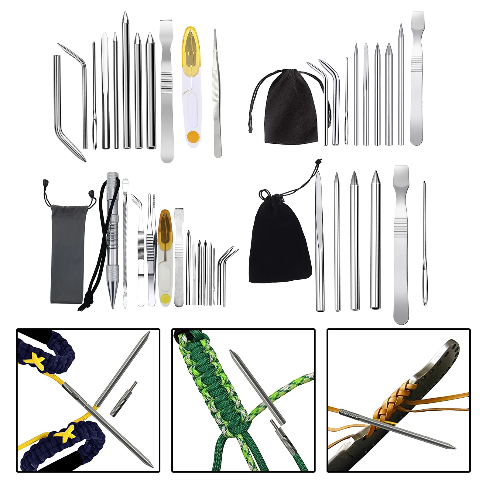 Paracord Stitching Set Stainless Steel Lacing Needles FID Knotter