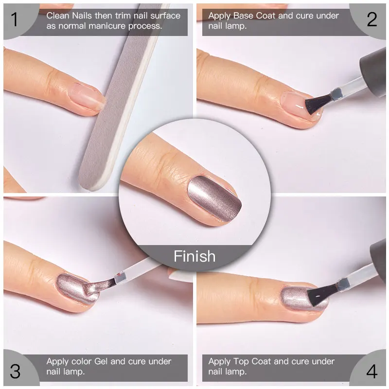 Светодиодный металлический Гель лак для ногтей FOUR LILY UV розовый золотой