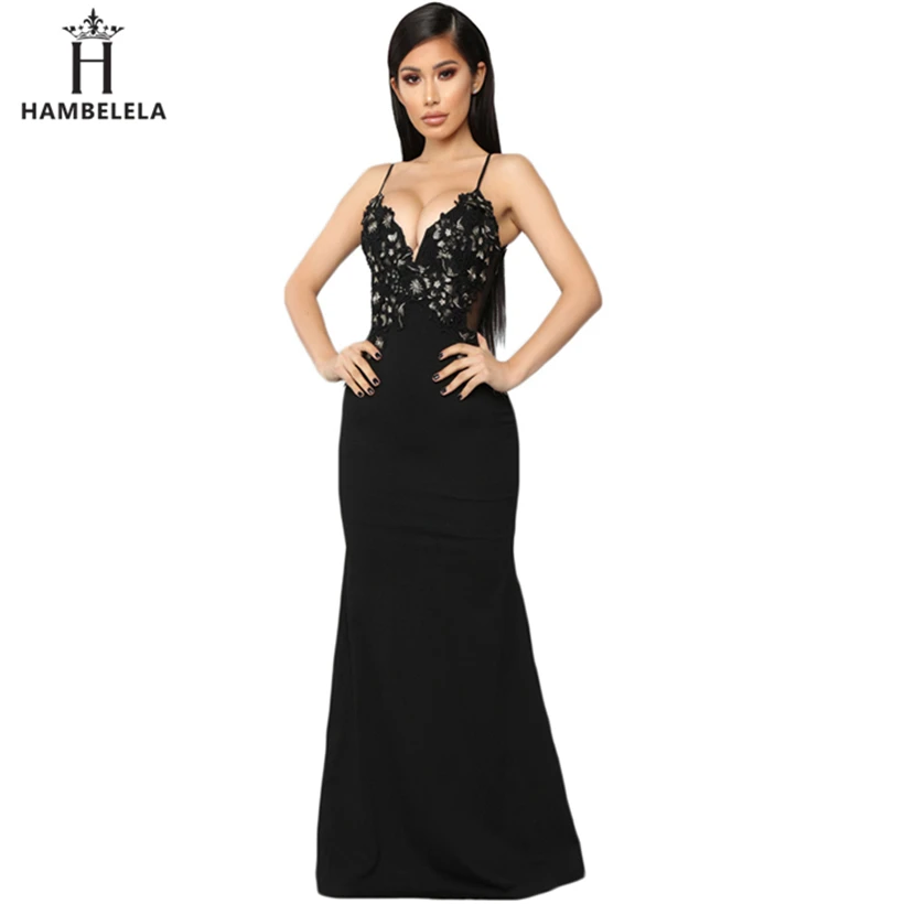 HAMBELELA Long Summer Floral Lace Dress Women Backless Bodycon Sexy Simple Elegant Prom Evening Party Wedding Maxi Dress Gown (6)