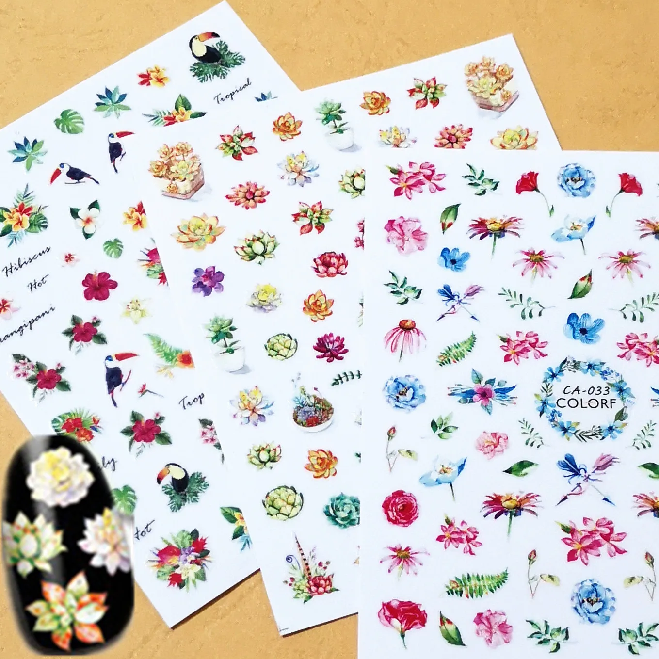 

Newest CA 33 34 50 design 3D nail sticker decal stamping back gule DIY nail decoration tools