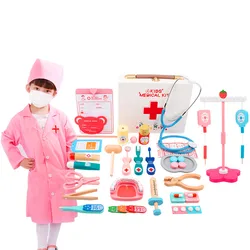 Kit médical en bois Montessori pour enfants, jeu de Simulation, médecin, infirmière, médecin, hôpital 