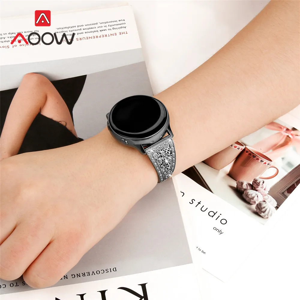Металлический ремешок-цепочка для samsung Galaxy Watch Active 2 40 мм 44 мм Active2 huawei Amazfit 20 мм 22 мм ювелирный браслет регулируемый
