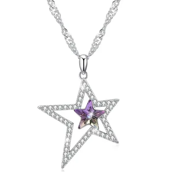 

Crystal Fashion Iced Out Necklace Pendant Pentagram Necklace Clothes Chain Tennis Chain Jewellery For Women Gift