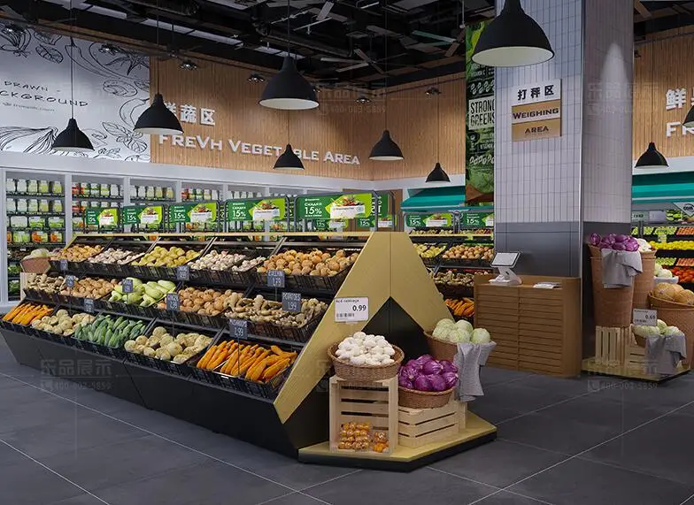 Fruit and vegetable display rack fresh supermarket convenience store fruit and vegetable shelf fruit store gangmu Zhongdao