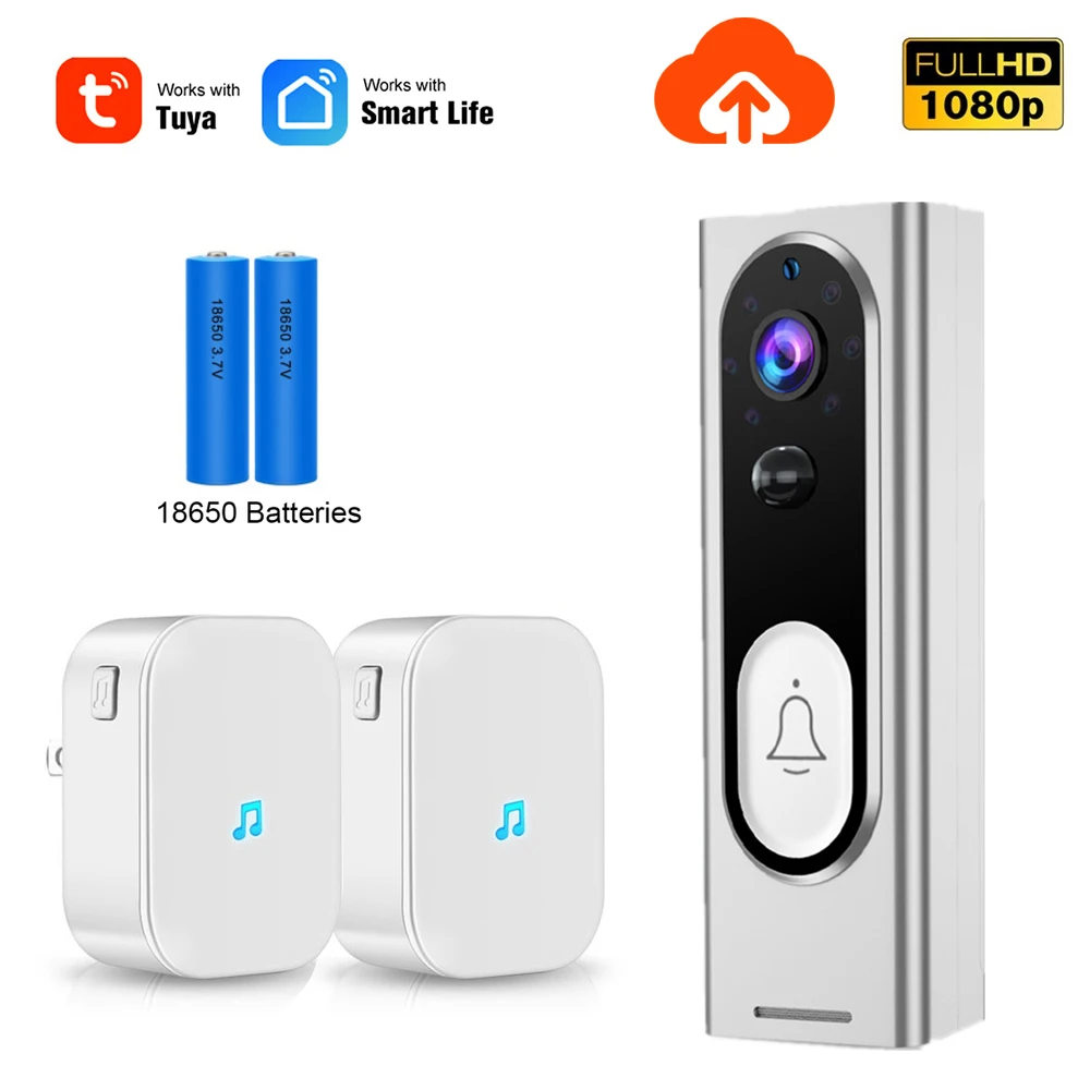 Tuya APP Wifi 2MP Doorbell Camera Wireless Smart Home Door Bell Camera 1080P Doorbell IR Night Vision for Apartment APP Control