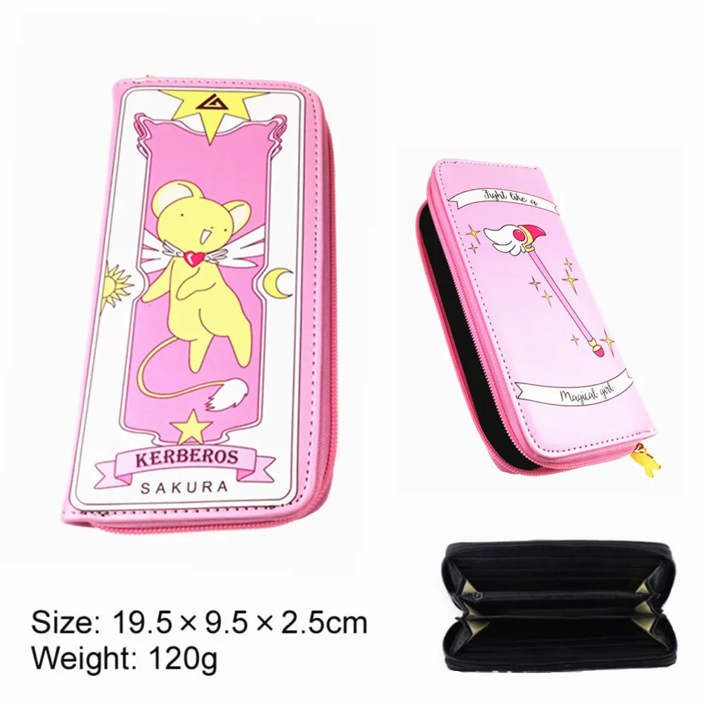 Аниме Cardcaptor Sakura, кошелек на молнии из искусственной кожи, кошелек для карт, кожаный кошелек, держатели для карт, слоистые, для мальчиков и девочек, длинная монета, сумочка с мультяшным принтом
