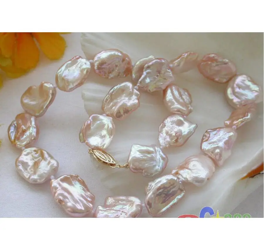 2280916-04759f.jpg Jewelry -new Style lustre Nature 16" BAROQUE pink KESHI REBORN PEARL NECKLACE Fashion Wedding Part Mallzona