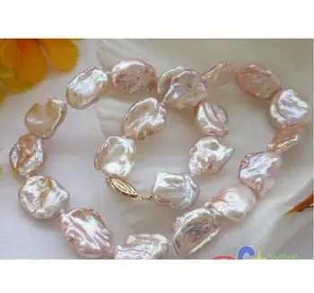 Jewelry -new Style lustre Nature 16" BAROQUE pink KESHI REBORN PEARL NECKLACE Fashion Wedding Part