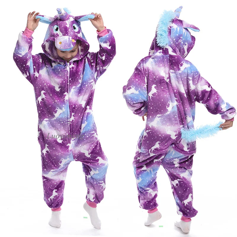 Kigurumi Animal Unicorn Pajamas Children Winter Sleepwear Kugurumi Stitch Pyjamas Kids Onesies Anime Panda Costumes Jumpsuit