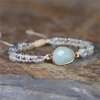 

Gemstones Charm Bracelets One Strand Handmade Braided Bracelet BOHO Women wrap Bracelet Friendship Jewelry Dropship Wholesale