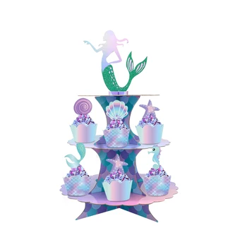 

New Mermaid Birthday Cake Stand Mermaid Party Plates Cup for Baby Shower Birthday Party Decor Kids Mermaid Wedding Party Supply