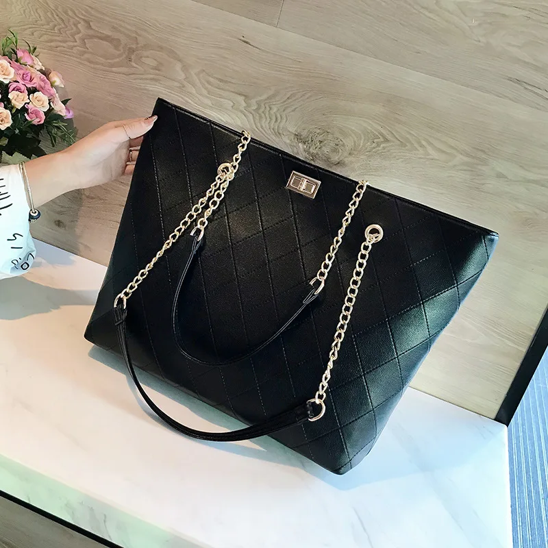 

WOMEN'S Bag Europe And America 2020 New Style Shoulder Bag with Chain-Style Tote Bag Rhombus Handbag Large Capacity Bag