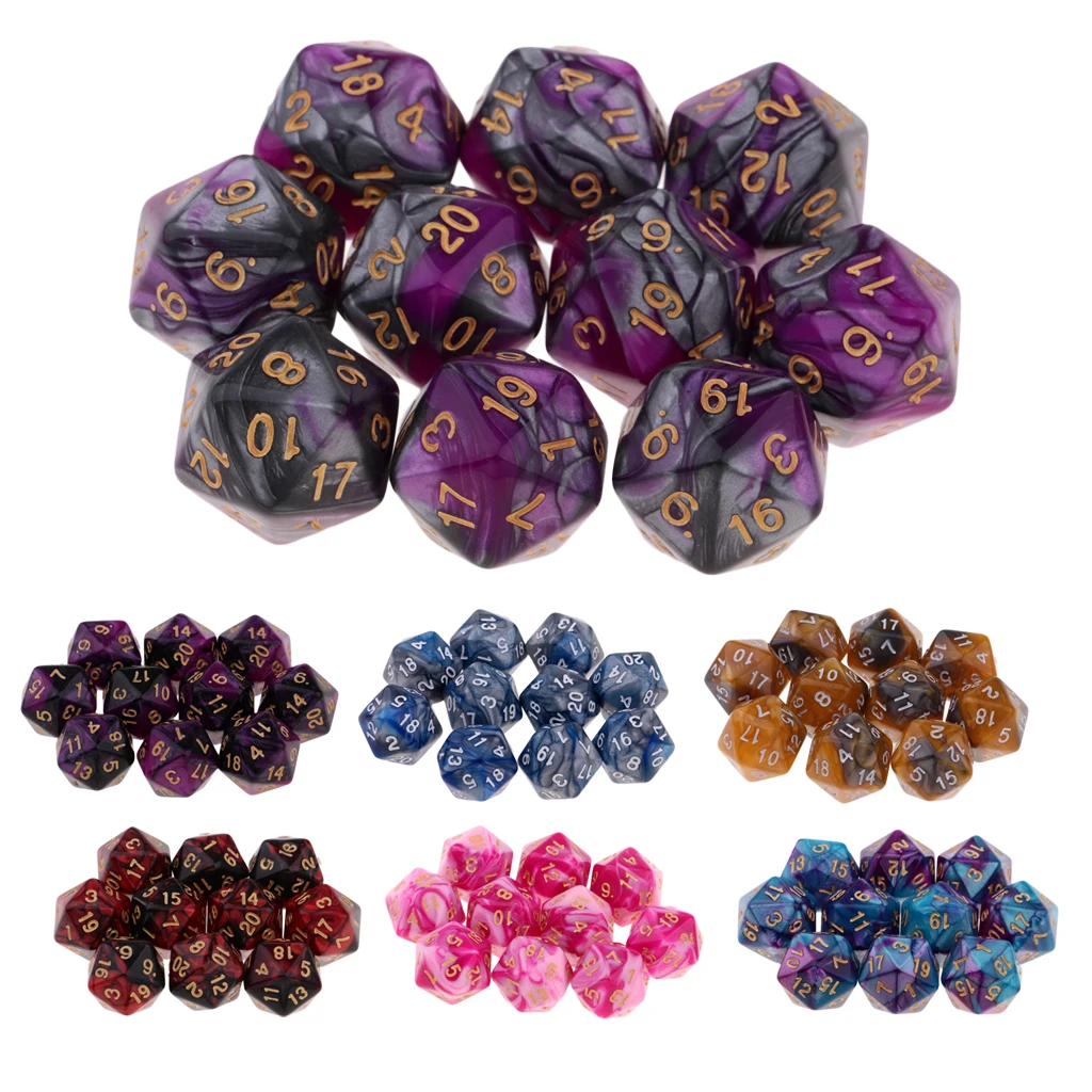 10pcs 20-Sided Dice Polyhedron Dices for D&D TRPG Cup Game TRPG Game Lovers