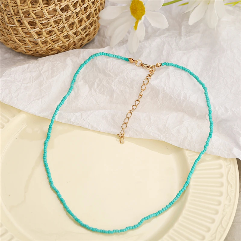 2021 New Lovely Daisy Flower Colorful Beads Pearl Clavicle Choker Necklace for Women Girls Spring Summer Jewelry Wholesale 