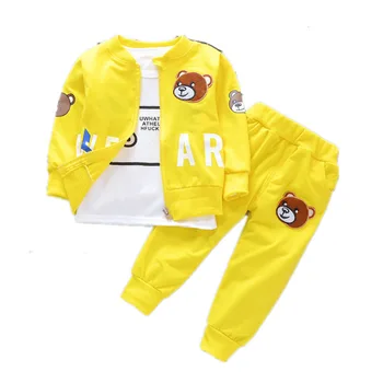

New Spring Autumn Children Fashion Clothes Baby Boys Girls Cartoon Letter Jacket T Shirt Pants 3Pcs/sets Kids Infant Tracksuit