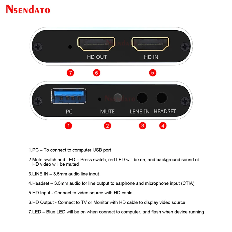 Ezcap은 311P 4K USB HD 비디오 캡처 카드, 1080P 60fps 녹화, HDMI 호환 USB3.0 오디오 비디오 캡처 라이브 스트리밍 장치