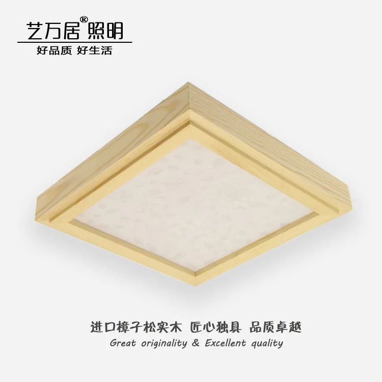 

Japanese Style Tatami Wood Ceiling and Pinus Sylvestris Ultra-thin LED 30/33/43cm Wooden LED Lamp Square Ceiling Lamp Fixture