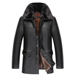 Кожаные куртки мужские зимние теплые повседневные винтажные панк Мужская мотоциклетная куртка плюс размер наряд бомбер куртки