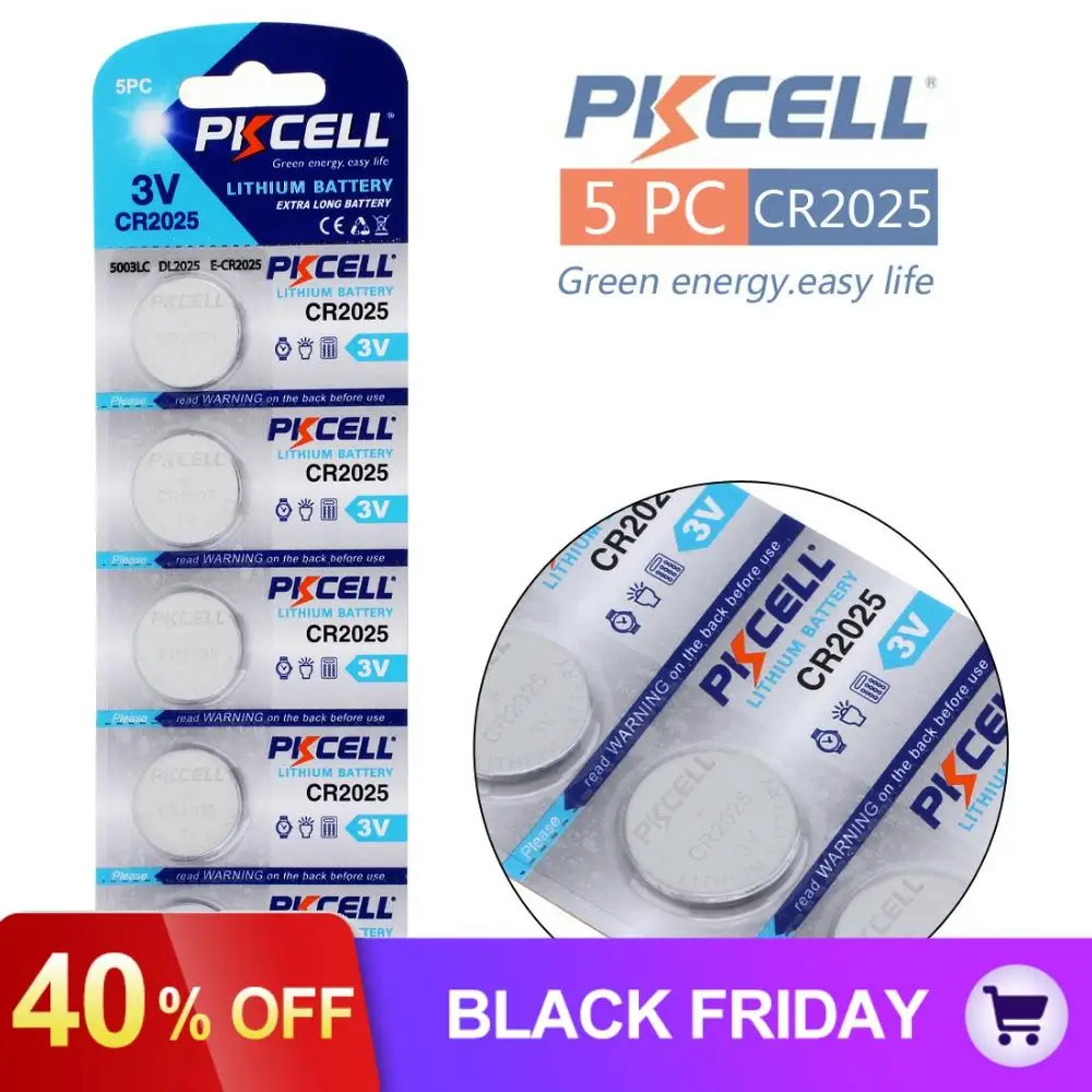 5 шт./лот Pkcell 150mAh CR2025 3V литиевая батарея Кнопка ячейка монета для часы с