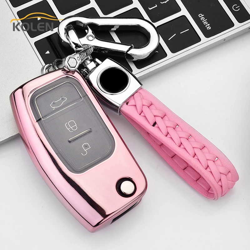 Soft TPU Car Remote Key Case Cover For Ford Fiesta Focus 3 Ecosport Kuga B-Max C-Max Escape Folding Key Holder Shell Accessories - H84c772530ad945b692ad6bbb9afe0950k