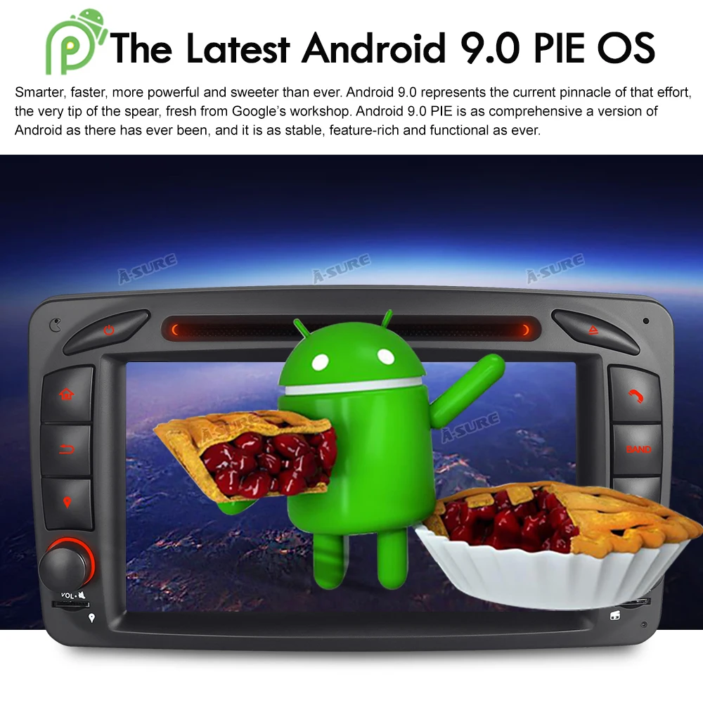 Best A-Sure 8 Core 32GB ROM Android 9.0 Radio GPS DVD Navi For Mercedes Benz C-class W203 CLK G500 Viano Vito Class G-Class W463 4