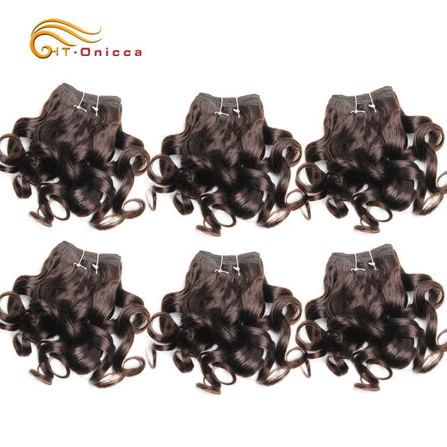 6 Pcs/Lot Curly Hair Bundles 8 Inch Ombre Brazilian Hair Weave Bundles Color 1B/2/4/30/33/99J/27 Human Hair Extension Remy #2