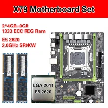 Kllisre X79 M2 материнская плата с LGA 2011 E5 2620 2 × 4 ГБ = 8 Гб 1333 МГц DDR3 память ECC Reg