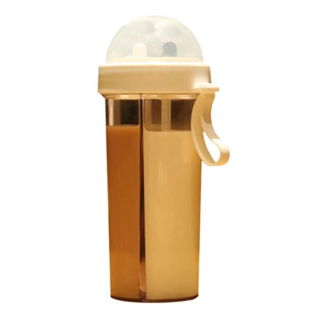 Sport Water Bottle 600/420ml Portable Dual Straw Separate Drink Water Bottle Couples Sport Cup