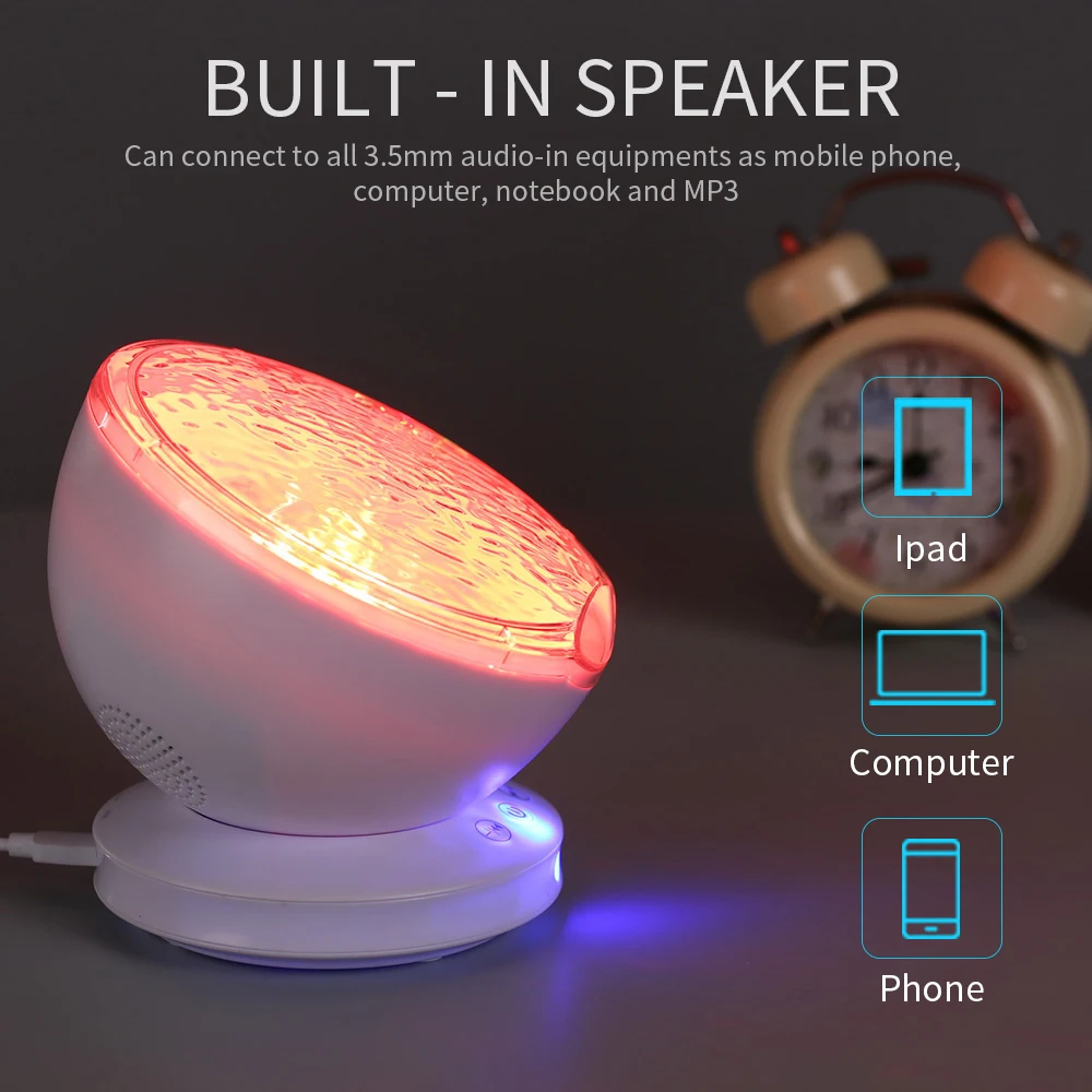 

Ambient star Projector Ocean Wave Sleep moon lamp USB Night Light rechargeable For Baby light Children gift Projector music 2019