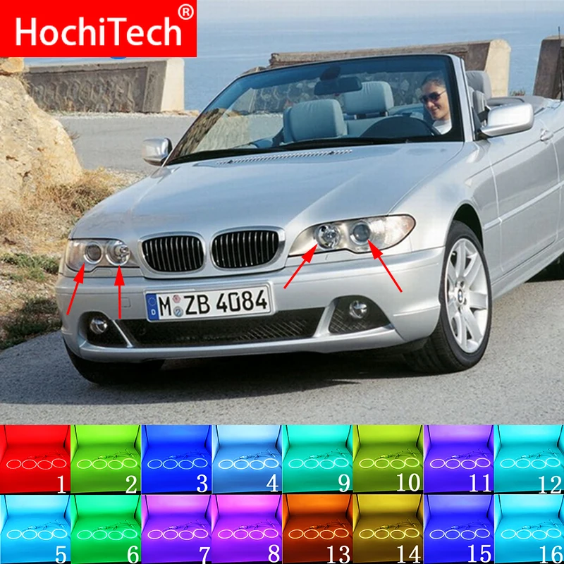 Для BMW 3 серии E46 2004 2006 Аксессуары Последние фары многоцветные RGB светодиодный