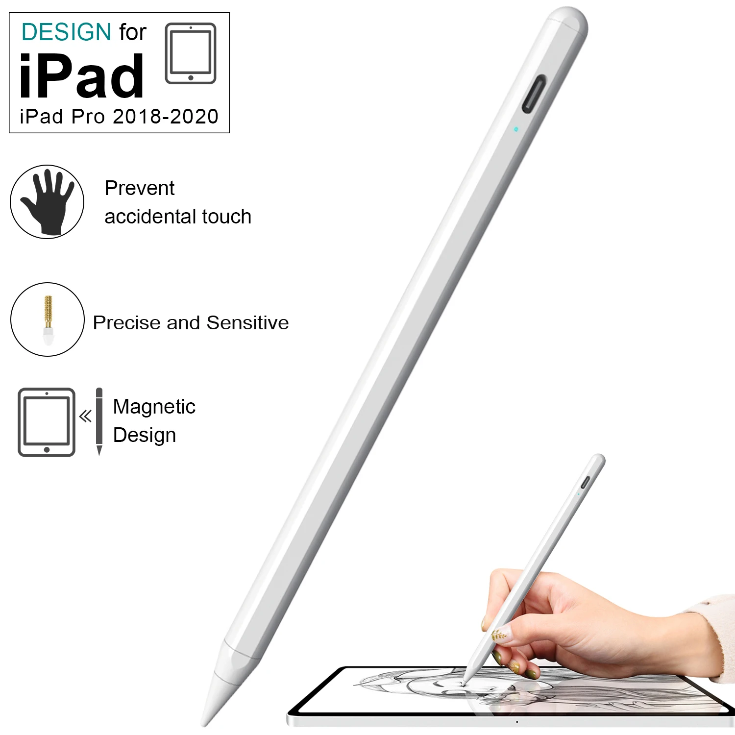 Для iPad карандаш Apple ручка стилус для Pencil 2 1 Air 4 10 9 Pro 11 12 2020 3 5 2019 Mini сенсорная