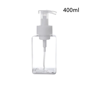 

Outdoor Square Foam Pump Dispenser Bottle Refillable Travel Portable Hair Mousse Empty Multi-Purpose Shampoo Container Clear